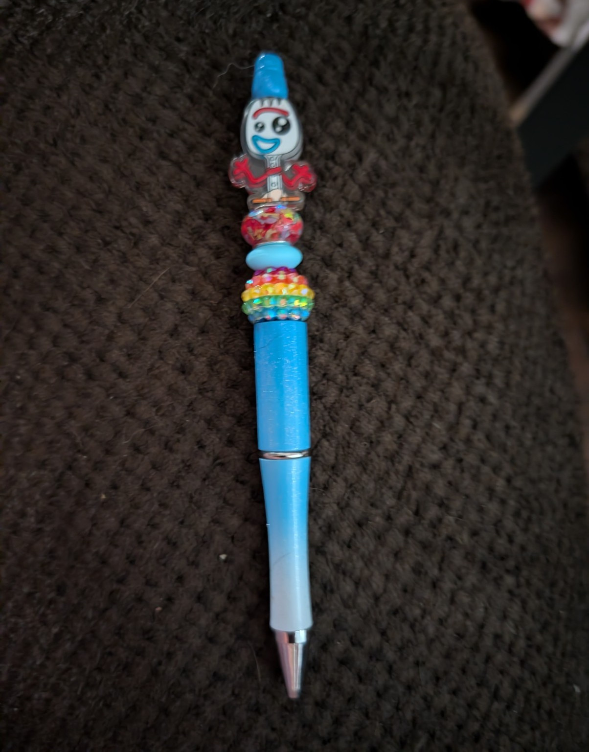 Blue Plastic Novelty Ballpoint Pen w/ Character Topper, Black Ink