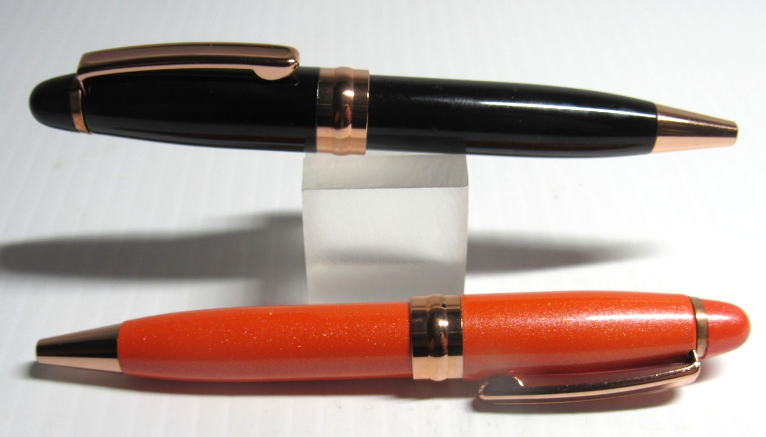 SET OF 2 Terzetti MINION Mini Metal Ballpoint Pens- Rose Gold Trim-Hefty 4″ long