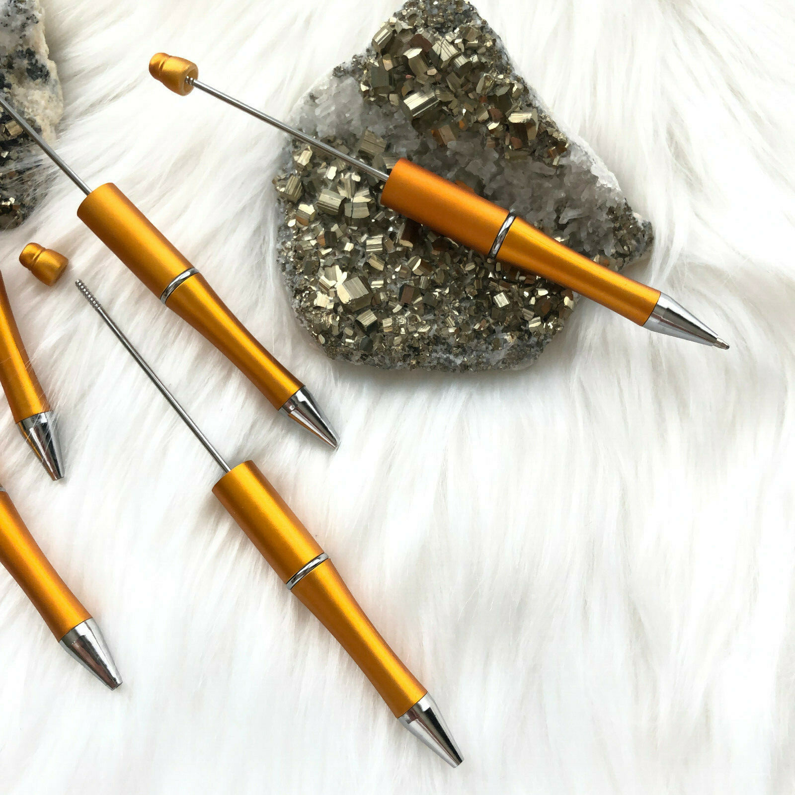 Beadable Plastic Pens Retractable Writing Instrument DIY Craft Beaded Pen Copper