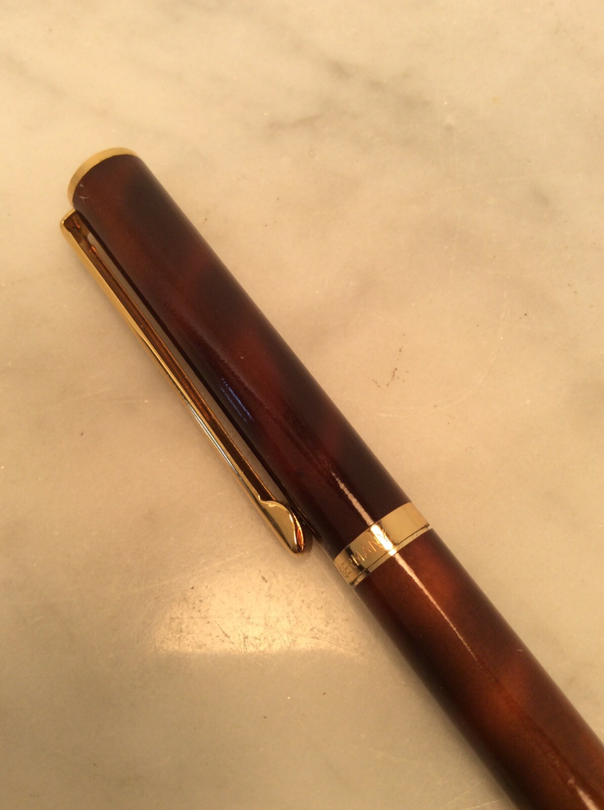Vintage RONSON Ballpoint Pen Brown Marble Germany