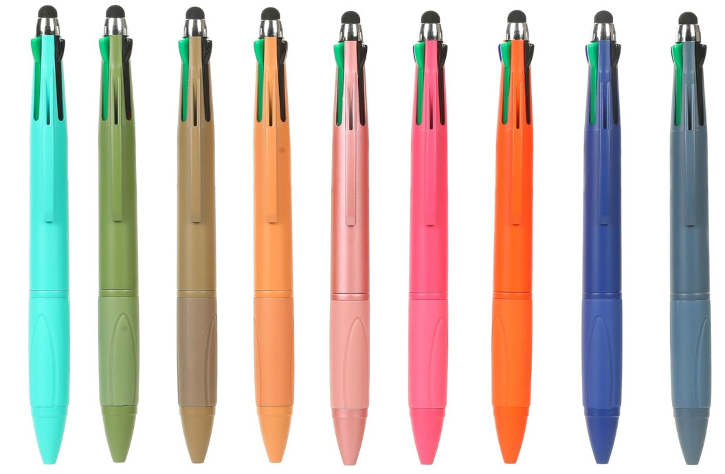Bolígrafos multicolor 4 en 1 con stylus 1.0mm pack 9 para trabajo