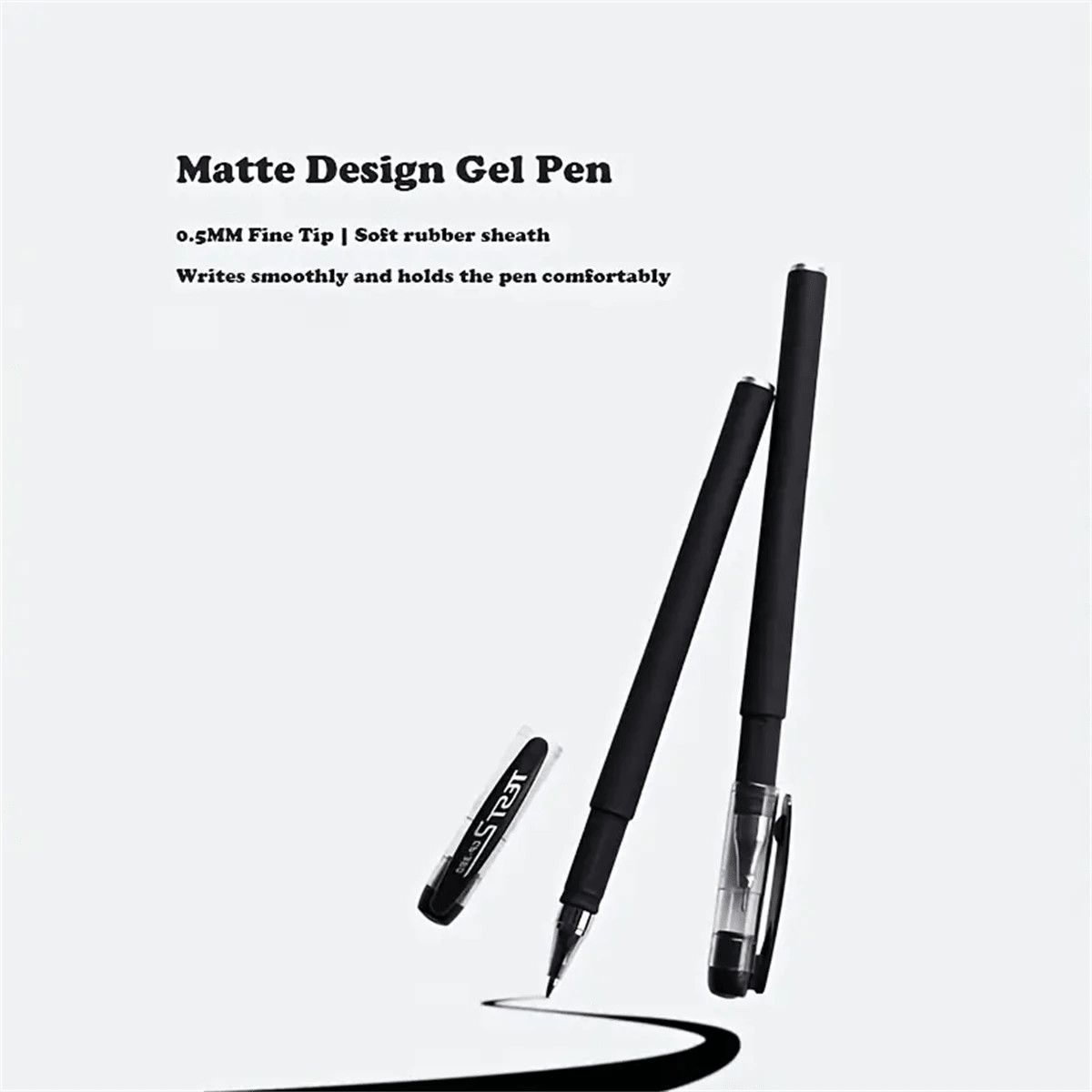 Ballpoint Pens Black Matte Gel Ink Pens Set 0.5mm Extra Fine Tip Smooth Writing