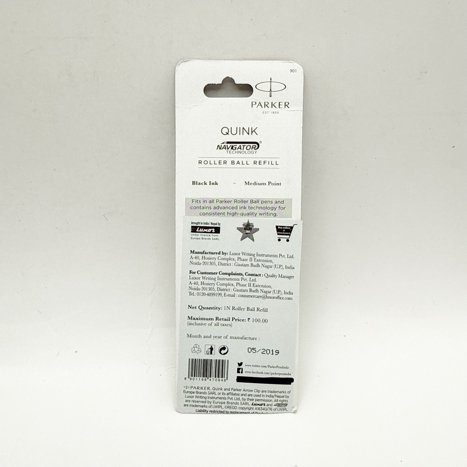 X6 Parker Ballpoint Pen Refill Quink Flow Medium Point BLACK Ink