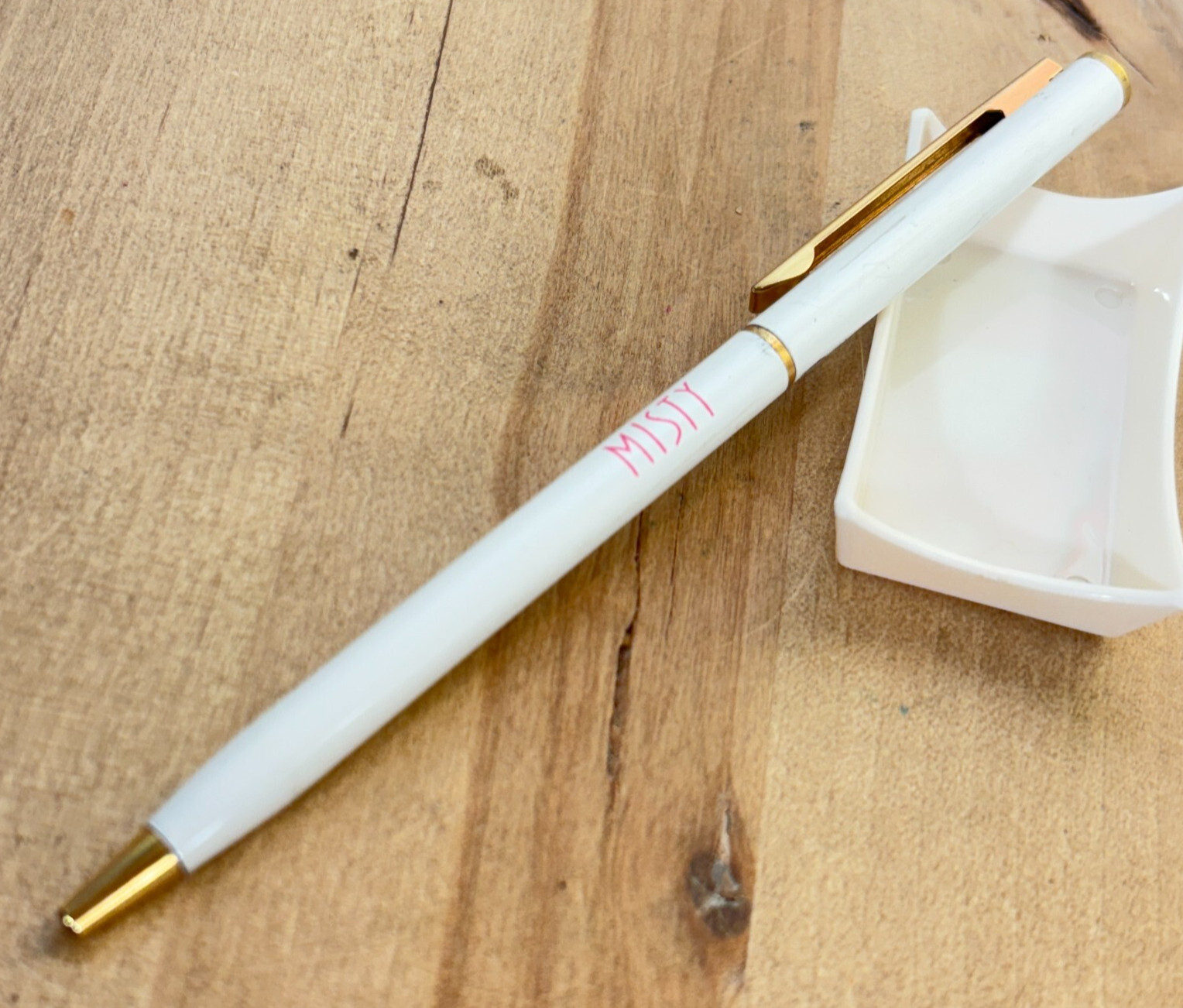 MISTY Cigarettes Advertising Pen, Gold Tone and White Enamel