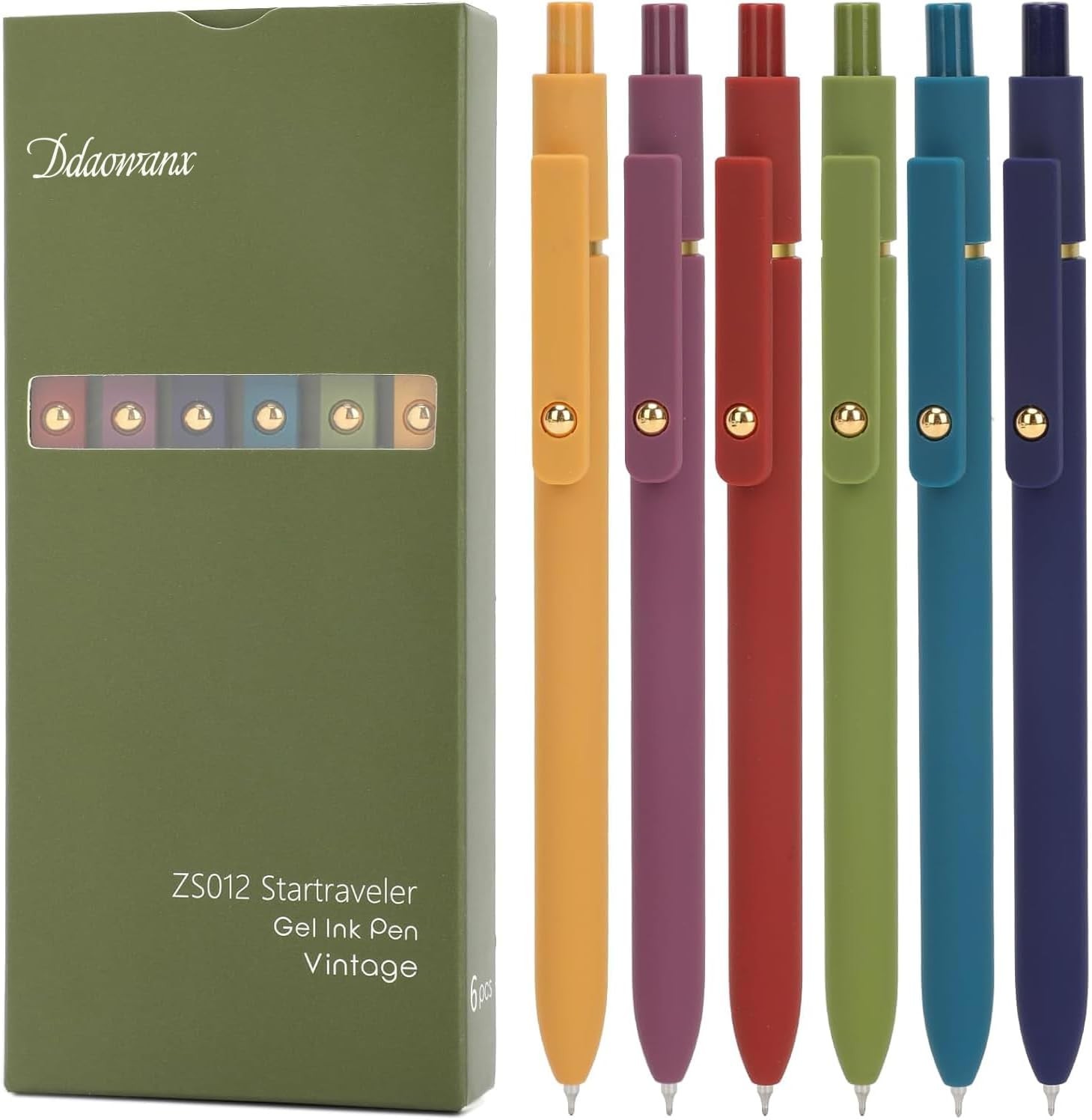 Gel Pens, 6 Pcs 0.5mm Quick Dry Black Ink Pens Fine Point Smooth Writing Pens,