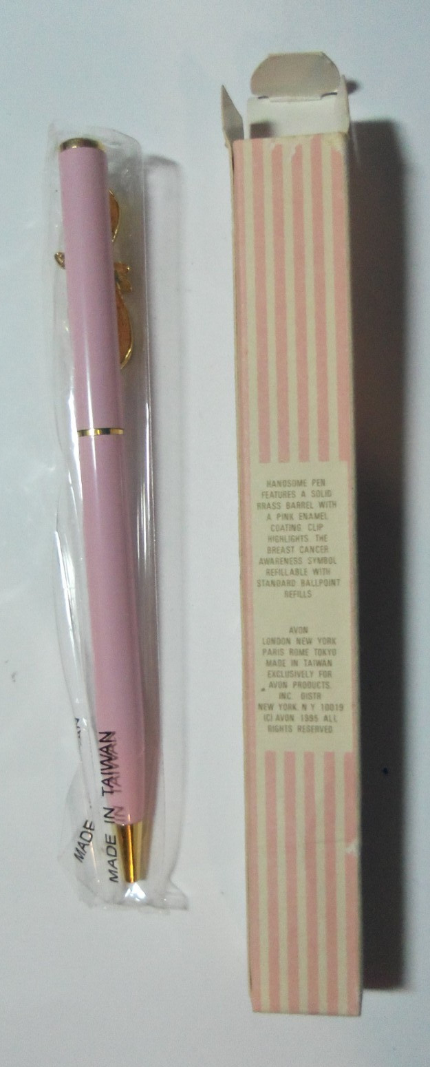 Vintage 1995 Avon Pink Enamel Breast Cancer Awareness Ballpoint Pen~ New Old OS