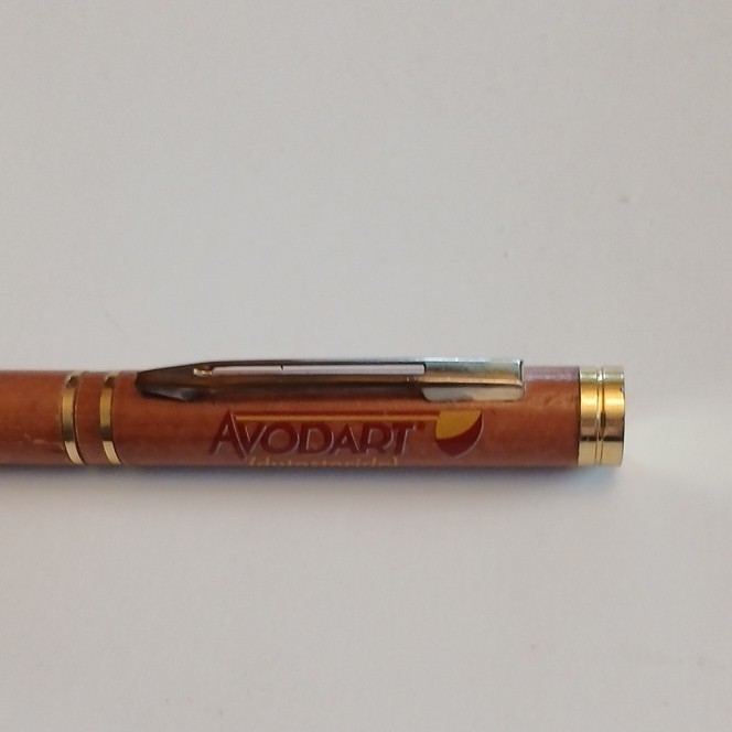 Avodart Branded Ballpoint Pen Wood Brown Gold Trim