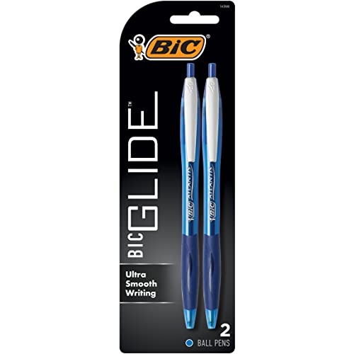 Glide Retractable Ballpoint Pens, Medium Point 2 Count (Pack of 1) Blue