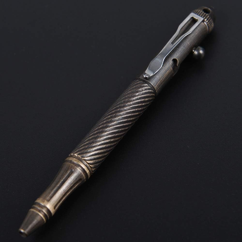 Twisted Lines Solid Brass Bolt Action Ballpoint Pen – Elegant Retro Black