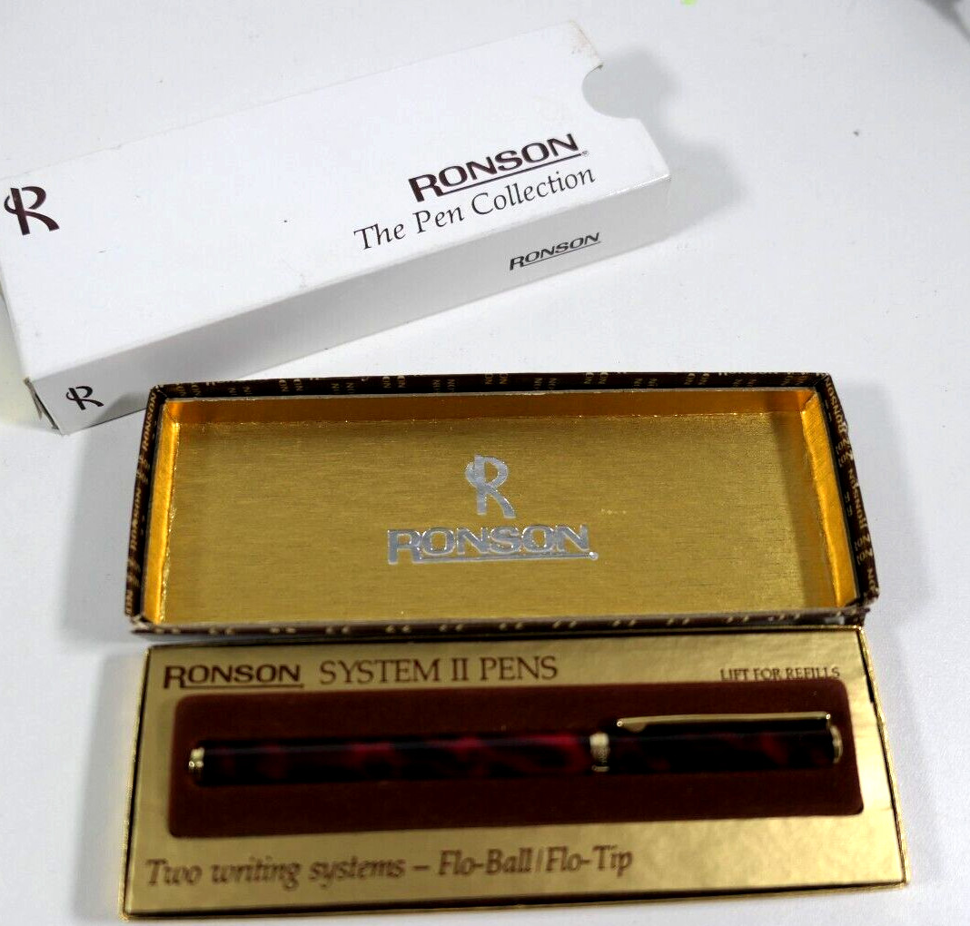 Vintage Ronson System II Pen ~ Flo Ball/Flo Tip ~ Germany ~ Red Tortoise #53005
