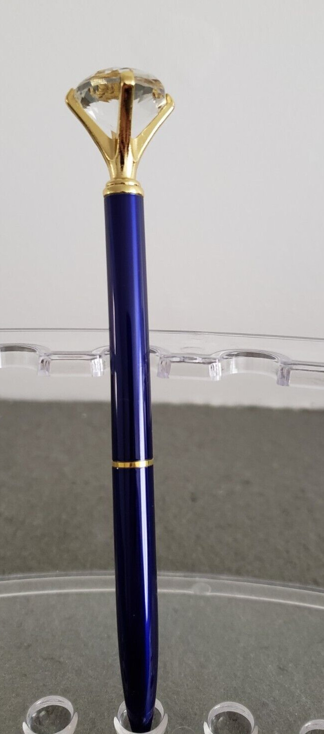 1 Pcs Retractable Diamond Pen with Big Crystal Bling, Crystal Metal Ballpoint