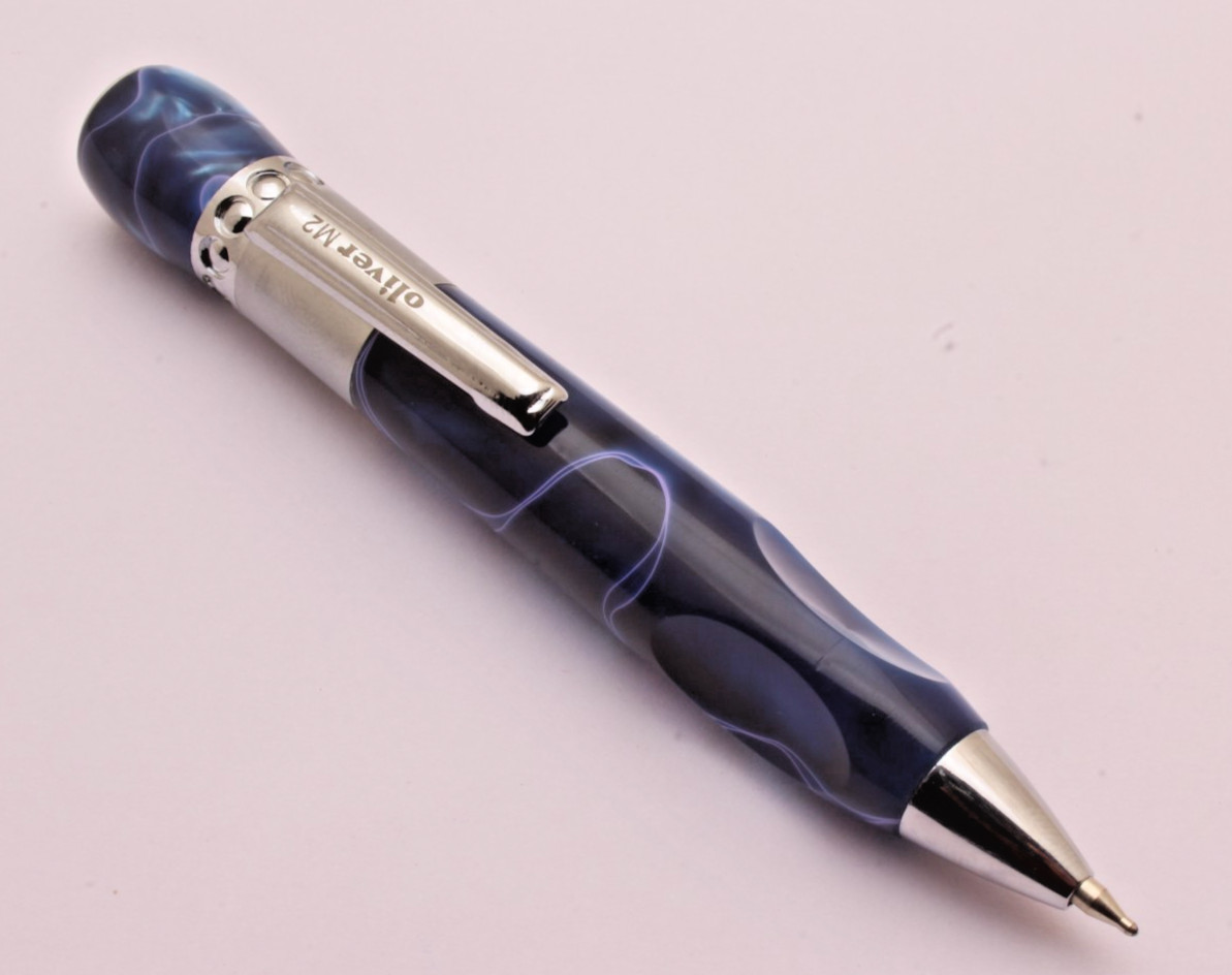 Oliver M2 Marble Acrylic Body Mini Size Ballpoint Pen With Chrome Trims NEW