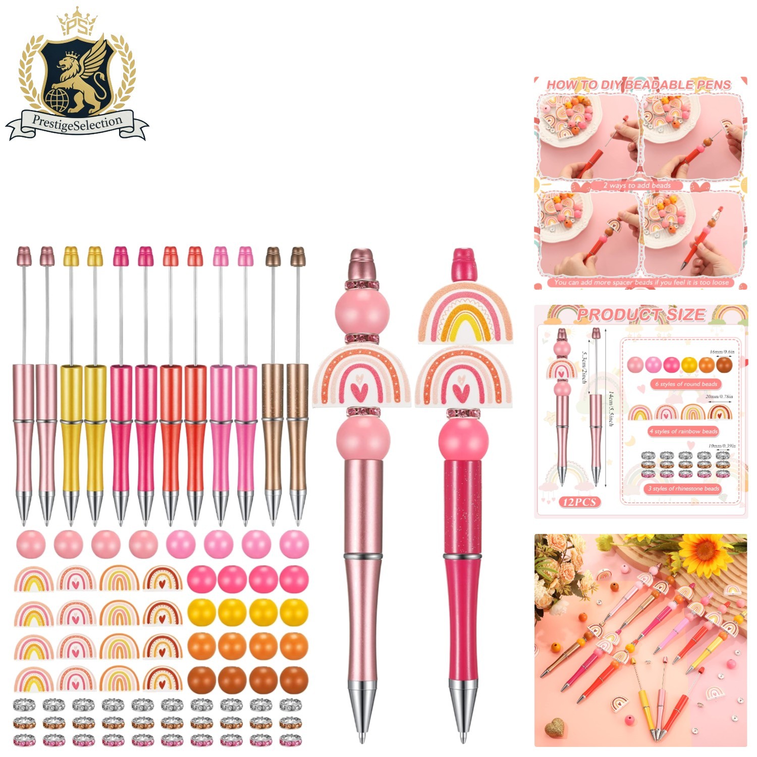 Colorful 12-Piece Beadable Pen Set – Perfect for DIY Gifts & Office Supplies