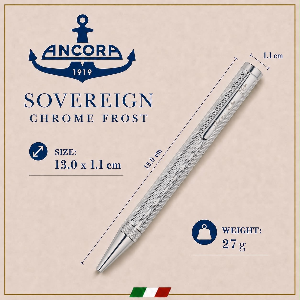 SOVEREIGN CHROME Limited edition of 888 pens by Ancora 1919 Italia brand new