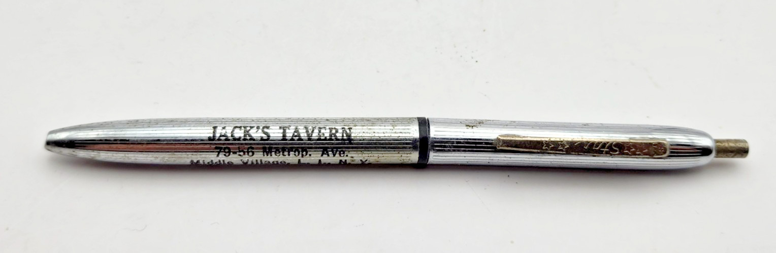 Vintage Pocket Clip Push Advertising Pen Jack’s Tavern Middle Village L.I. NY NY