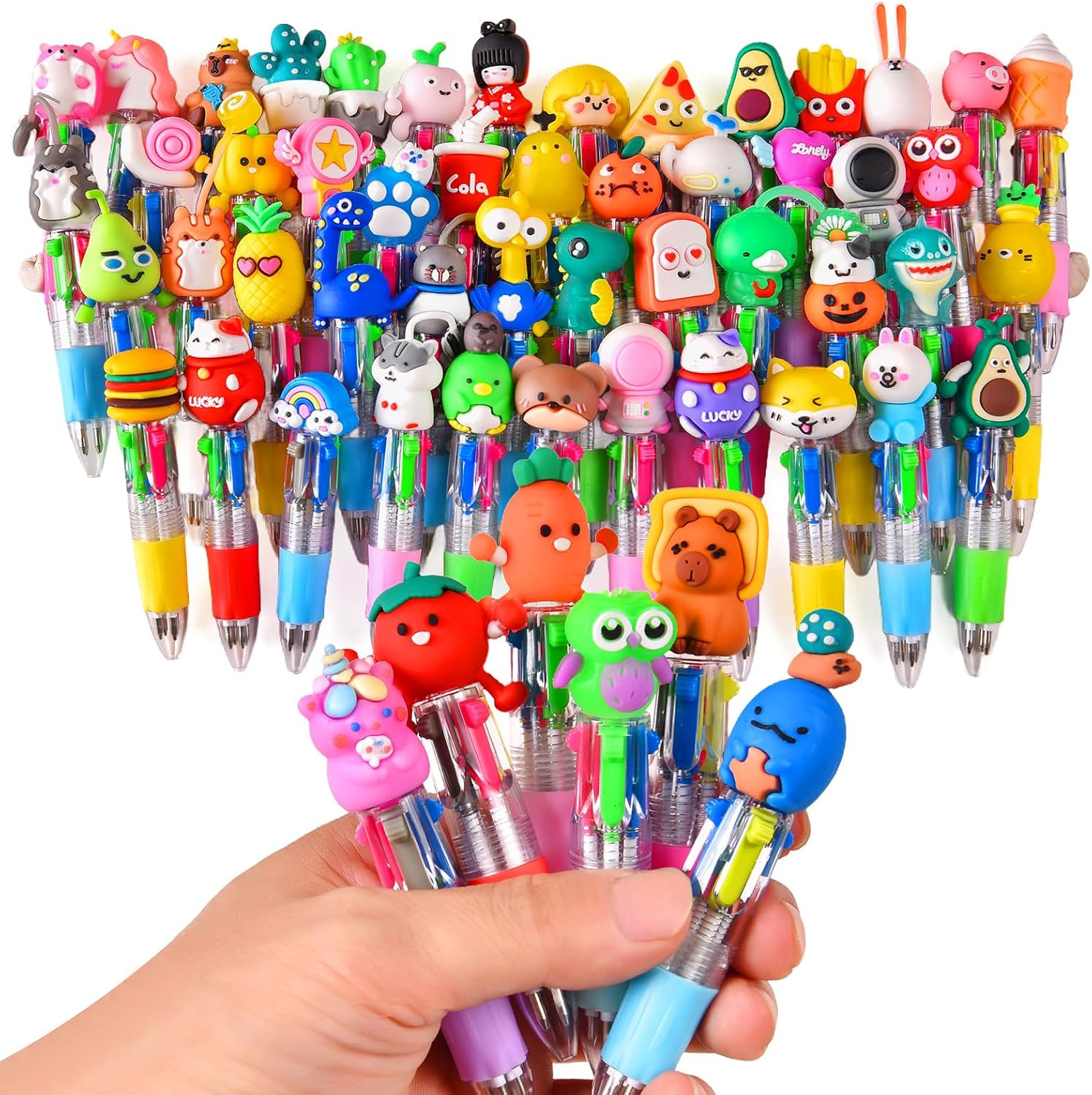 60 Pcs Mini Multicolor Pens in One 4-In-1, Cute Pens Back to School Gifts