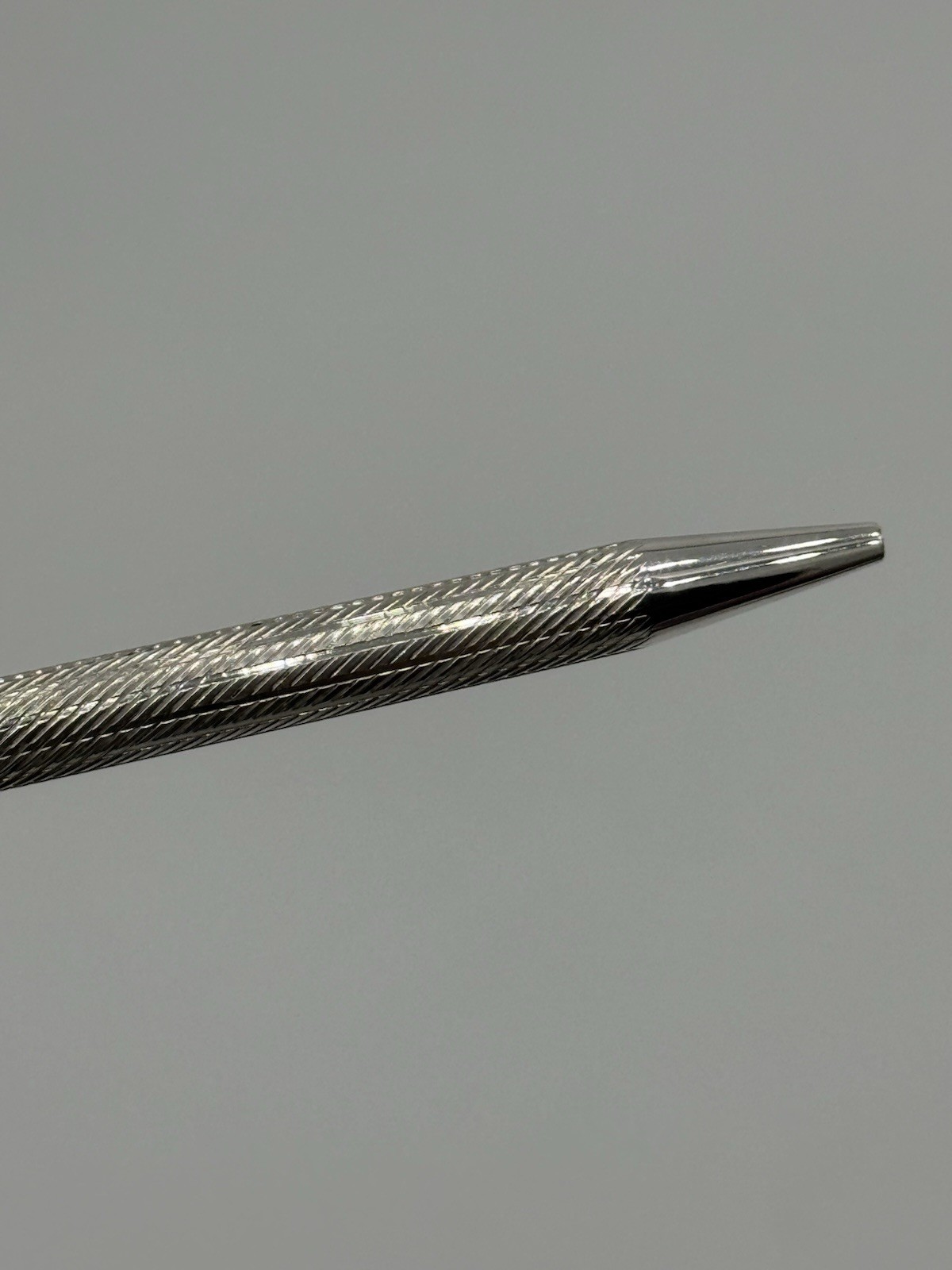 Sterling Silver 925 Ballpoint Twist Pen Flat Top Blue Ink Working