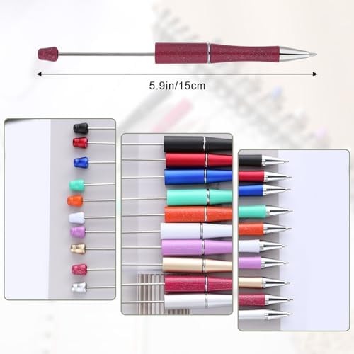 20 Pcs Beaded Pens, Beadable Pens Bulk Colored, Focal Bead Pen with 40pcs Black