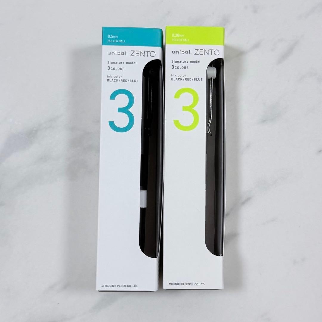Uni-ball ZENTO Signature Model 3 Color Ballpoint Pen 0.5mm & 0.38mm Set of 2