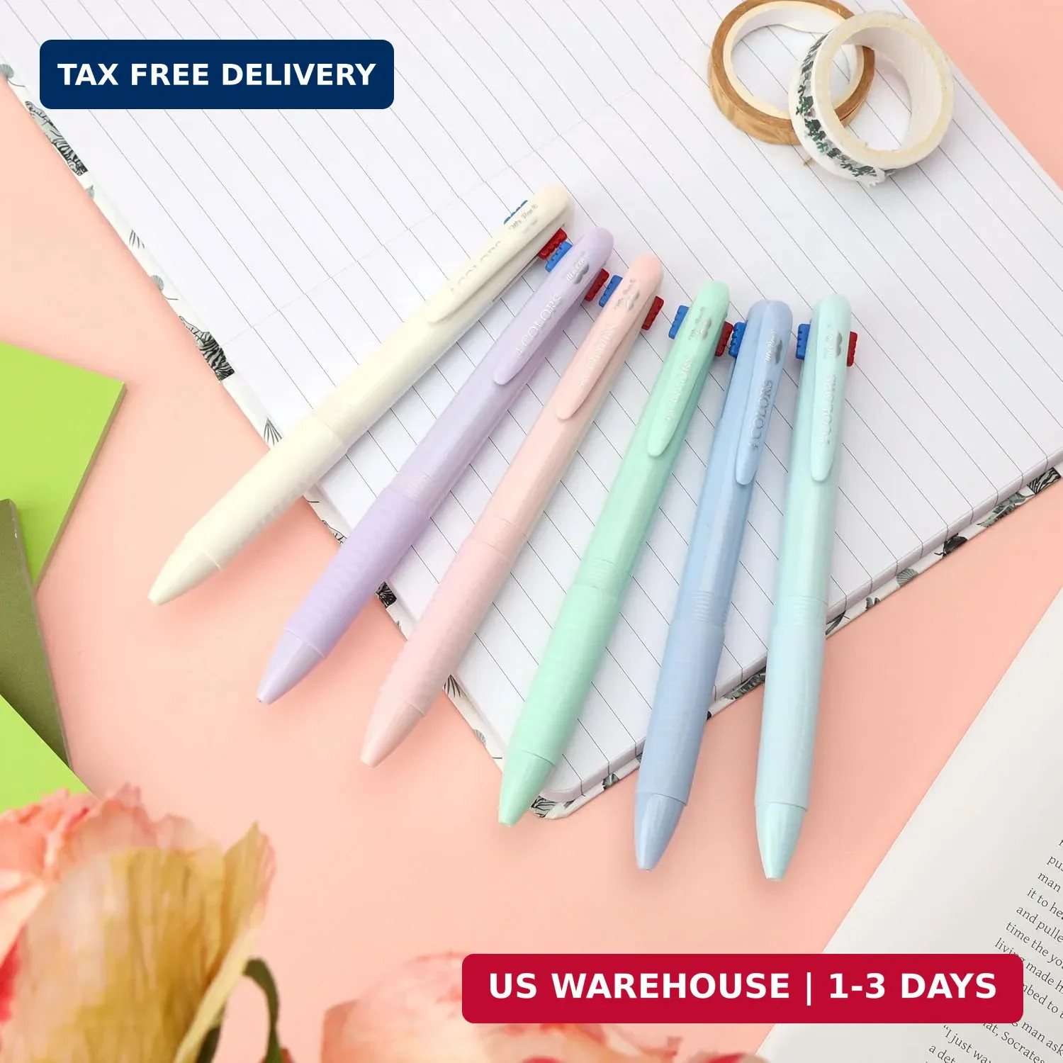 Mr. Pen- Multicolor Ballpoint Pen, 4-in-1, 6 Pack, Colorful Ink, 0.5mm | Fine Po