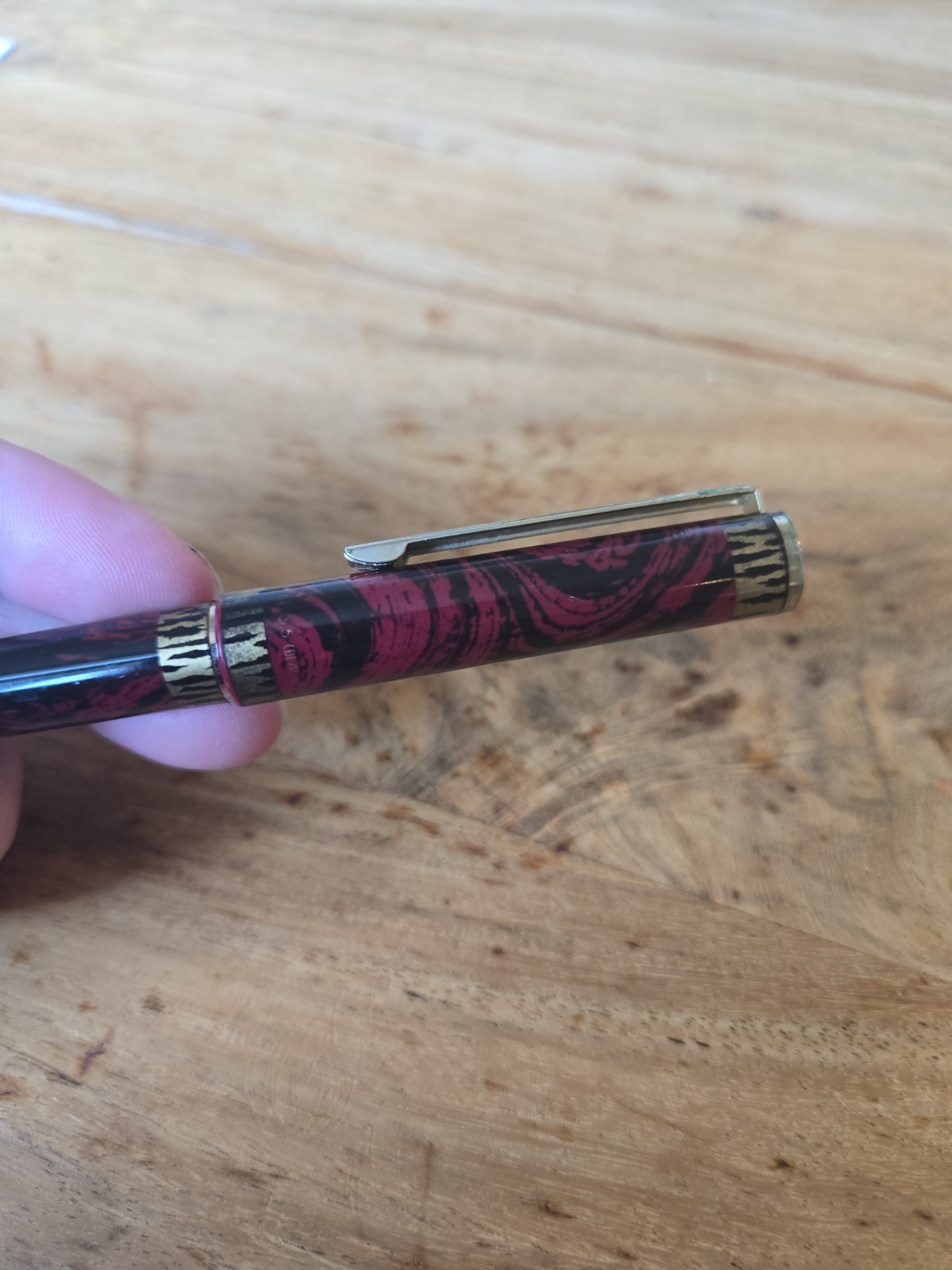 Micro Ceramic .5mm Ball Point Pen Vintage Red Ink Black Marble gold Ballpoint