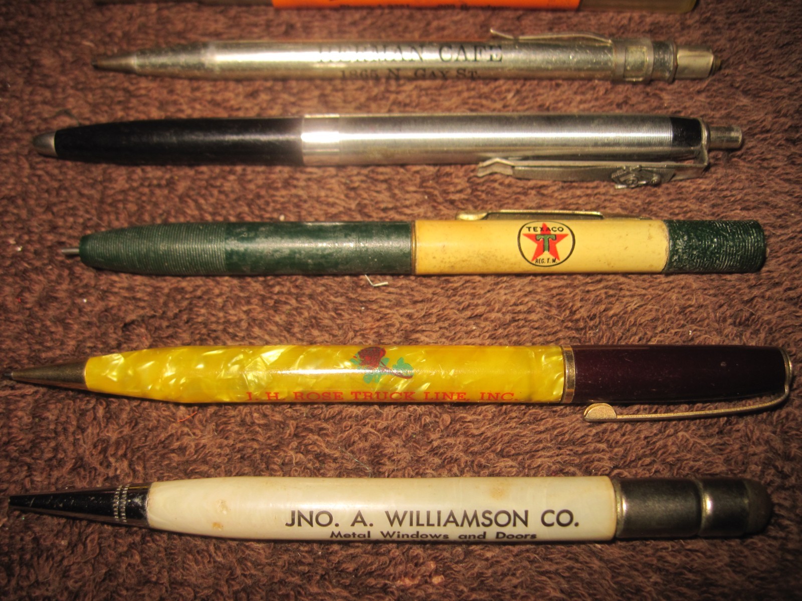 11 Vintage Advertising Pens Pencils from Various Businesses Throughout USA