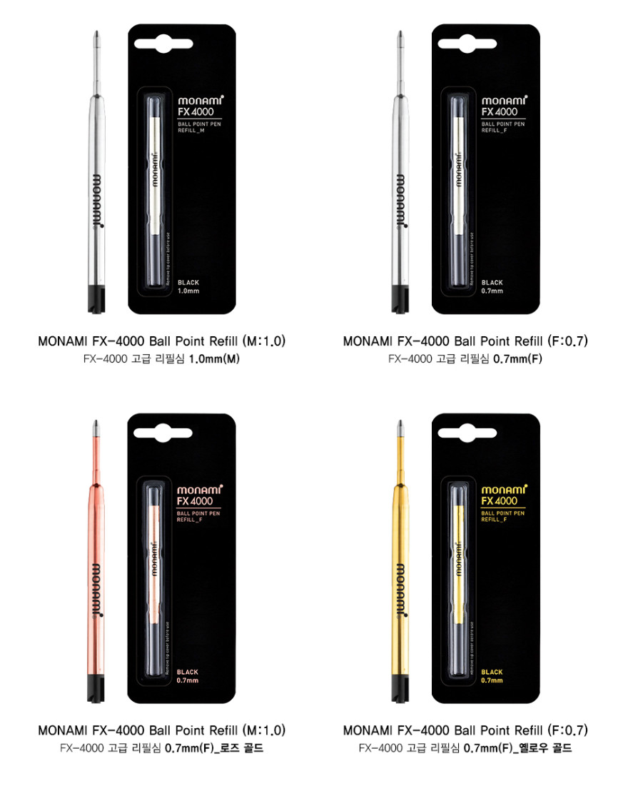 Monami FX-4000 Ballpoint Pen Refill 0.7mm Black 3P Body Color Random for FX 153
