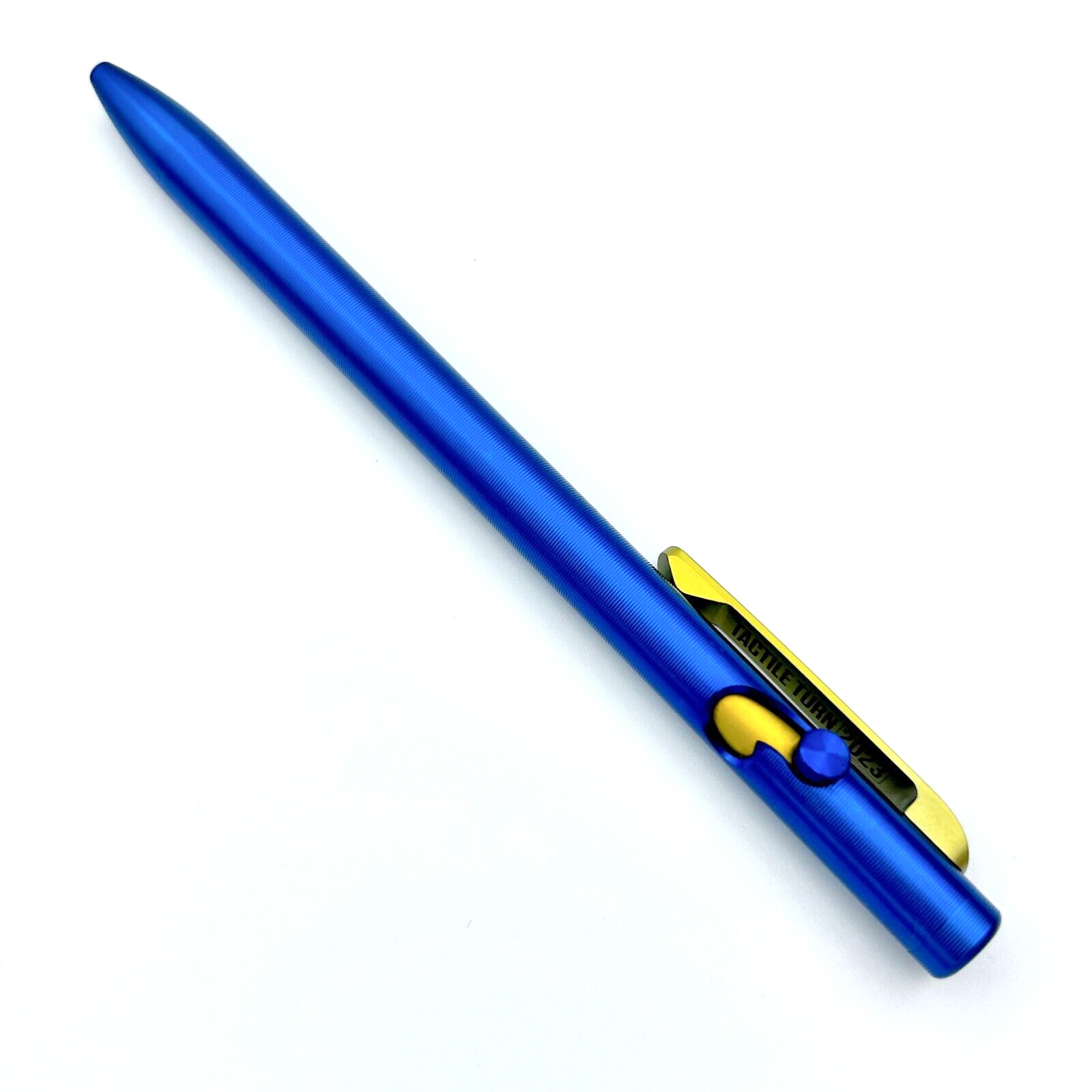 Tactile Turn – Titanium Slim Bolt Action Standard Size Pen Custom Blue & Gold