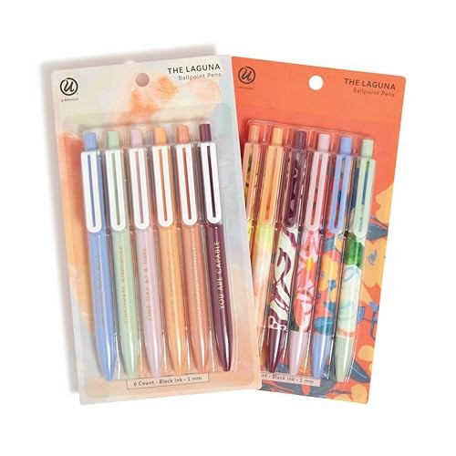 Ballpoint Pens, Bold 1.0mm Black Ink, 12 Pack, Cute Pens, Orange Artist Touch