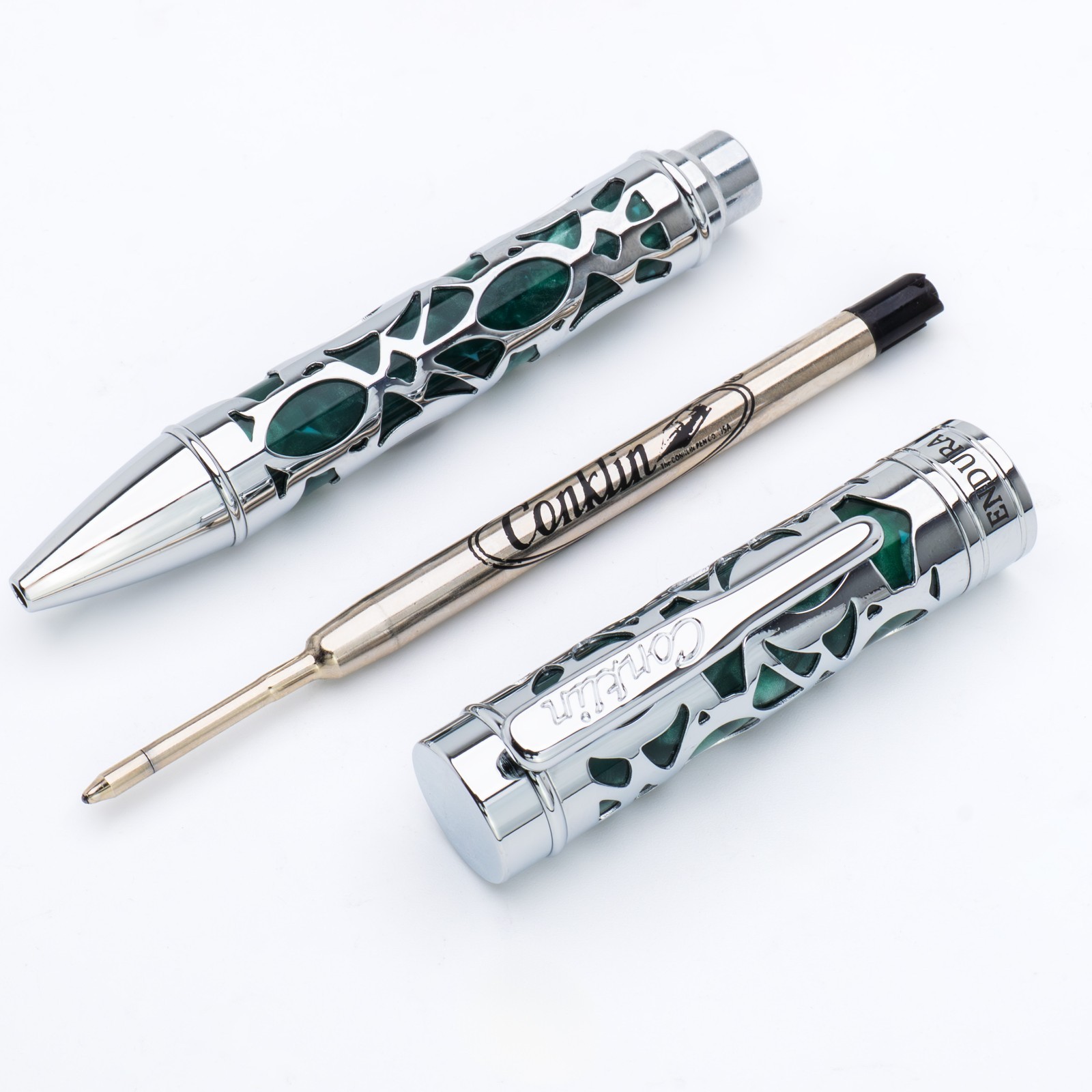 CONKLIN ENDURA GREEN DECO CREST BALLPOINT PEN NEW IN BOX