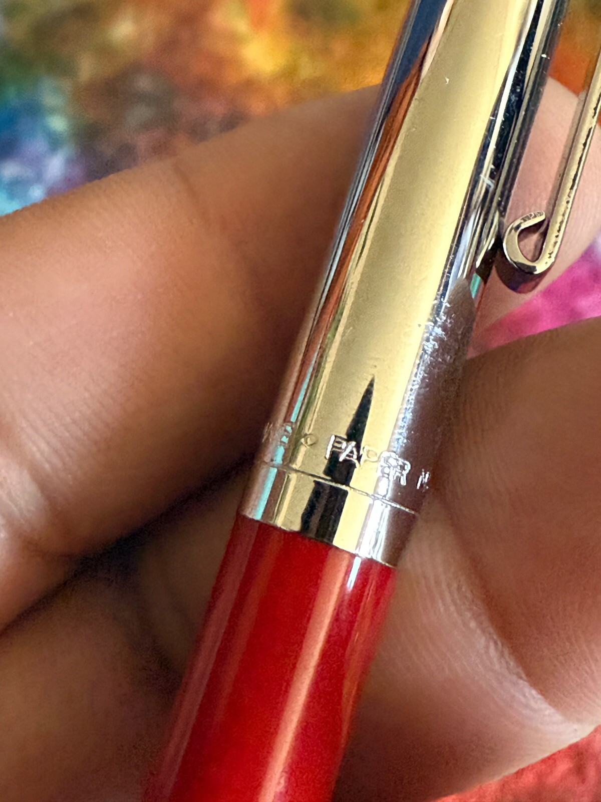 VTG 90s RED Paper Mate Double Heart Profile Ball Pen Slim Grip Mexico Blue Ink