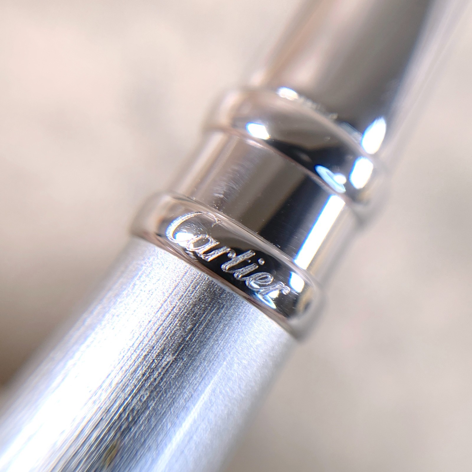 Cartier Mini Ballpoint Pen Charm Silver Lacquer Palladium Finish w/Case & Papers