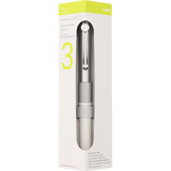Uniball ZENTO Signature Model 3 Color Ballpoint Pen Silver 0.38mm Japan NEW