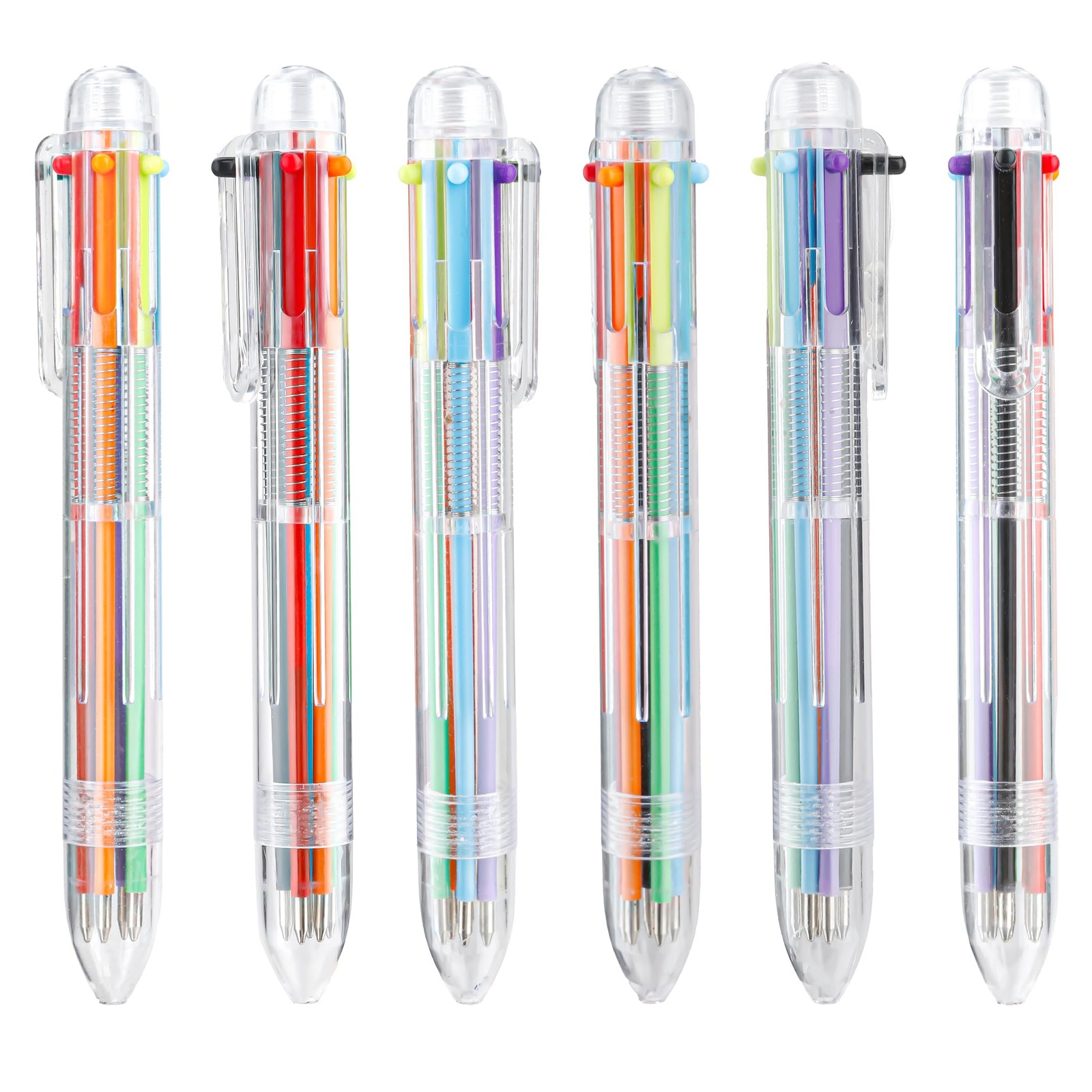 Multicolor Pen in One 0.5mm 6-in-1 Retractable Ballpoint Pens 6 Colors Multi Col