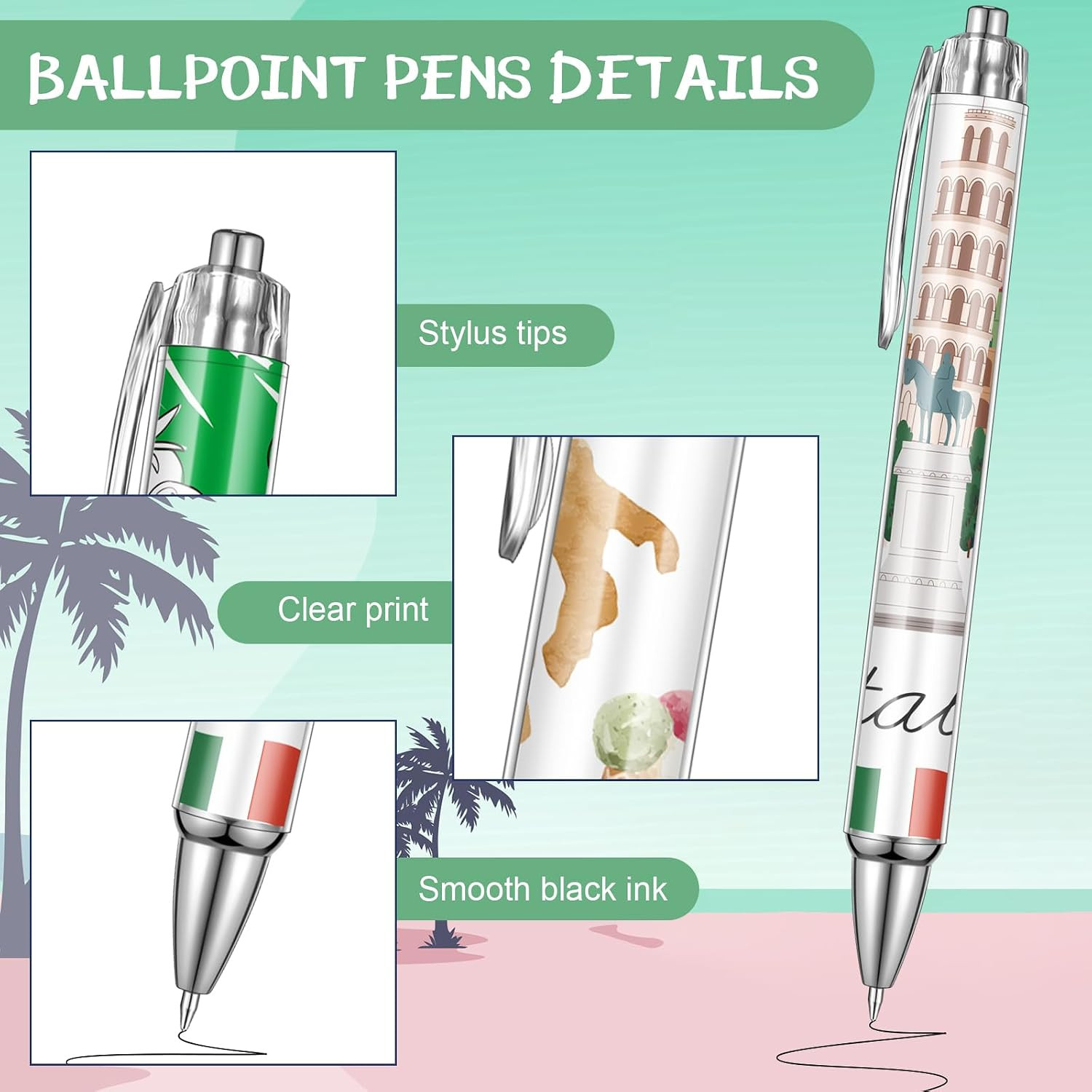 15 Pcs Italy Travel Ballpoint Pens Italy Souvenirs Gifts Travel Pen Bulk Retract