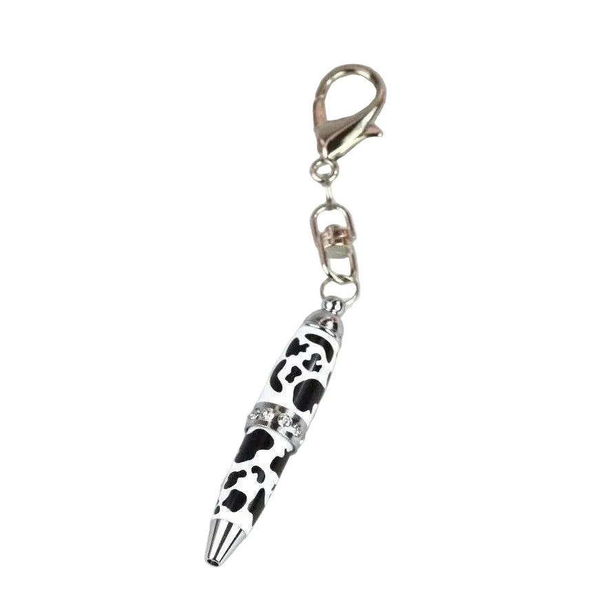 Padrino Pixie Cow Print Mini Keychain Pen – Crystal Accent Ballpoint