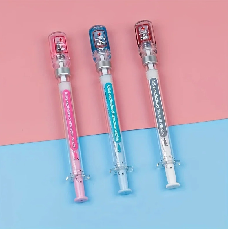10PCS Random Color Belt Syrin ge Shaped Gel Neutral Pen, Signature Ballpoint Pen