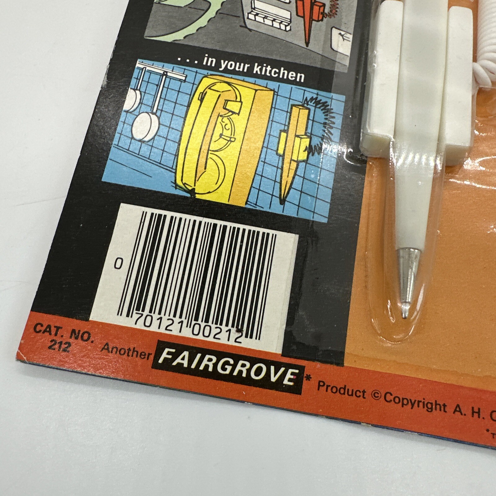 Fairgrove Write•There Handy Attachable Pen W/ Cord Telephone White VTG 1977 NOS