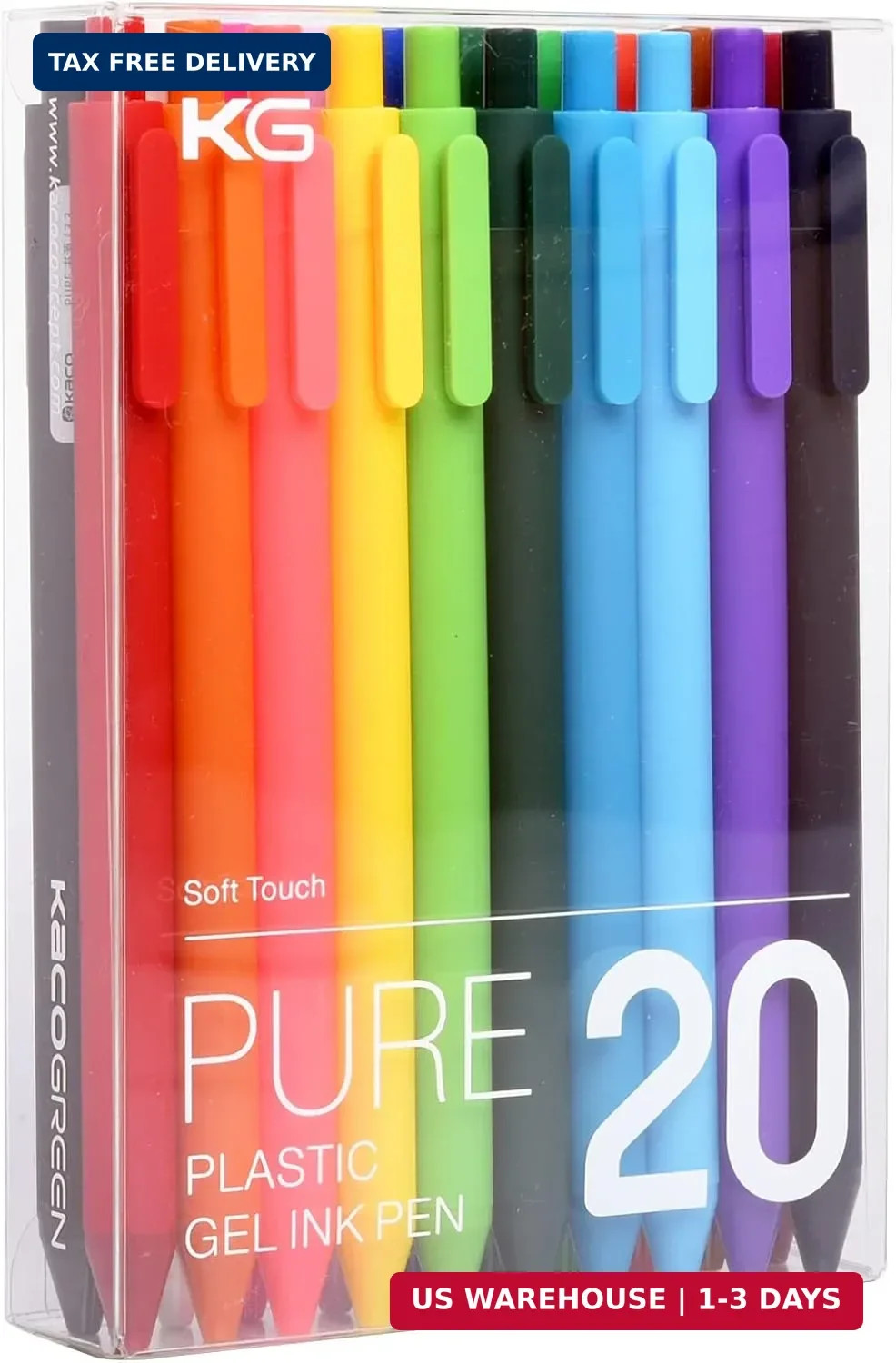 PURE Colored Gel Pens 0.5mm 20 Pieces Set Colorful Multi-color Ink Fine Point Co