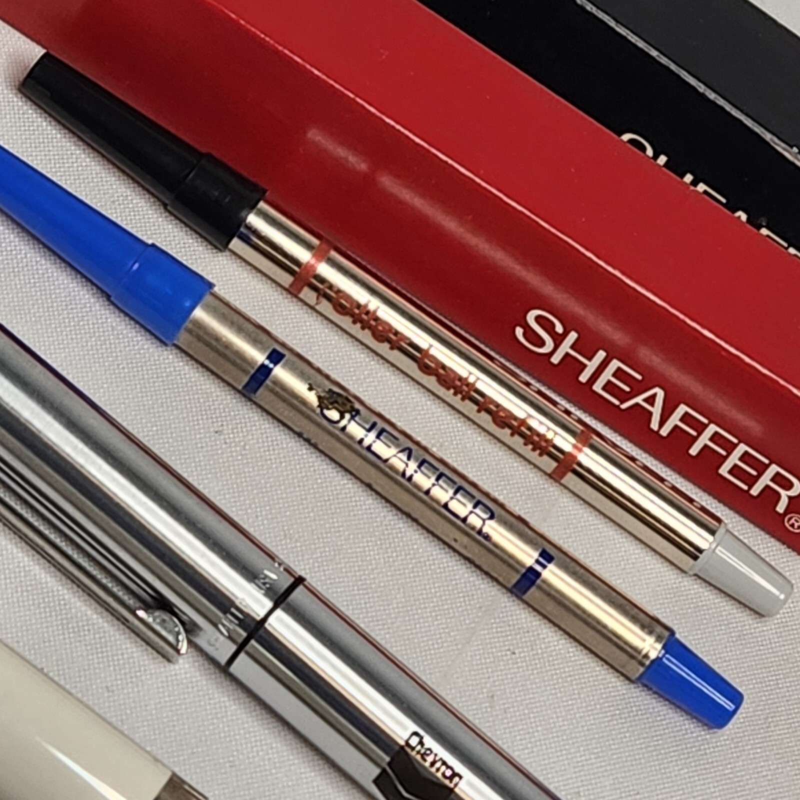 Shaeffer Corporate Ball Point Pens CHEVRON Gas Logo Lot of 2 Metal & Plastic