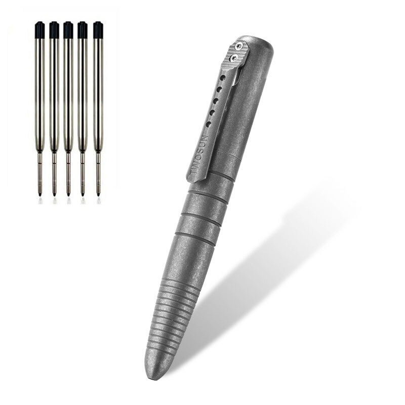 New Practical Titanium Alloy Pocket Ball Pen Signature EDC Pens w/ 5 G2 Refills