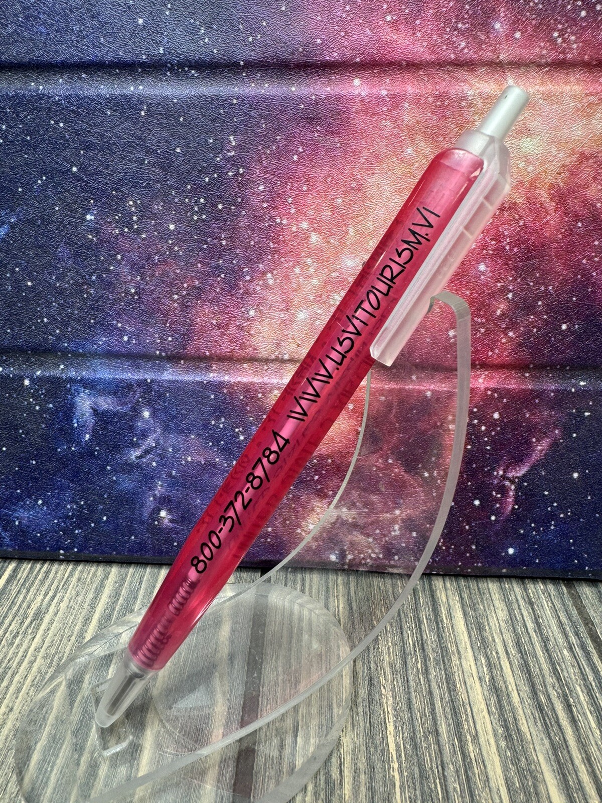 Vintage United States Virgin Islands Pink Clear Advertisement Pen