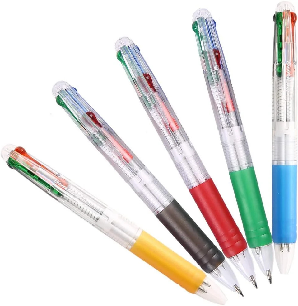 Multicolor Ballpoint Pens 0.7 mm Ball Point Pen 4 Color Ink (Black, Blue, Red, G