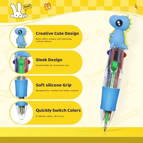 Mini Ballpoint Pens 24 Pack 4 in 1 Multicolor Cute Bulk Set for Party Favors