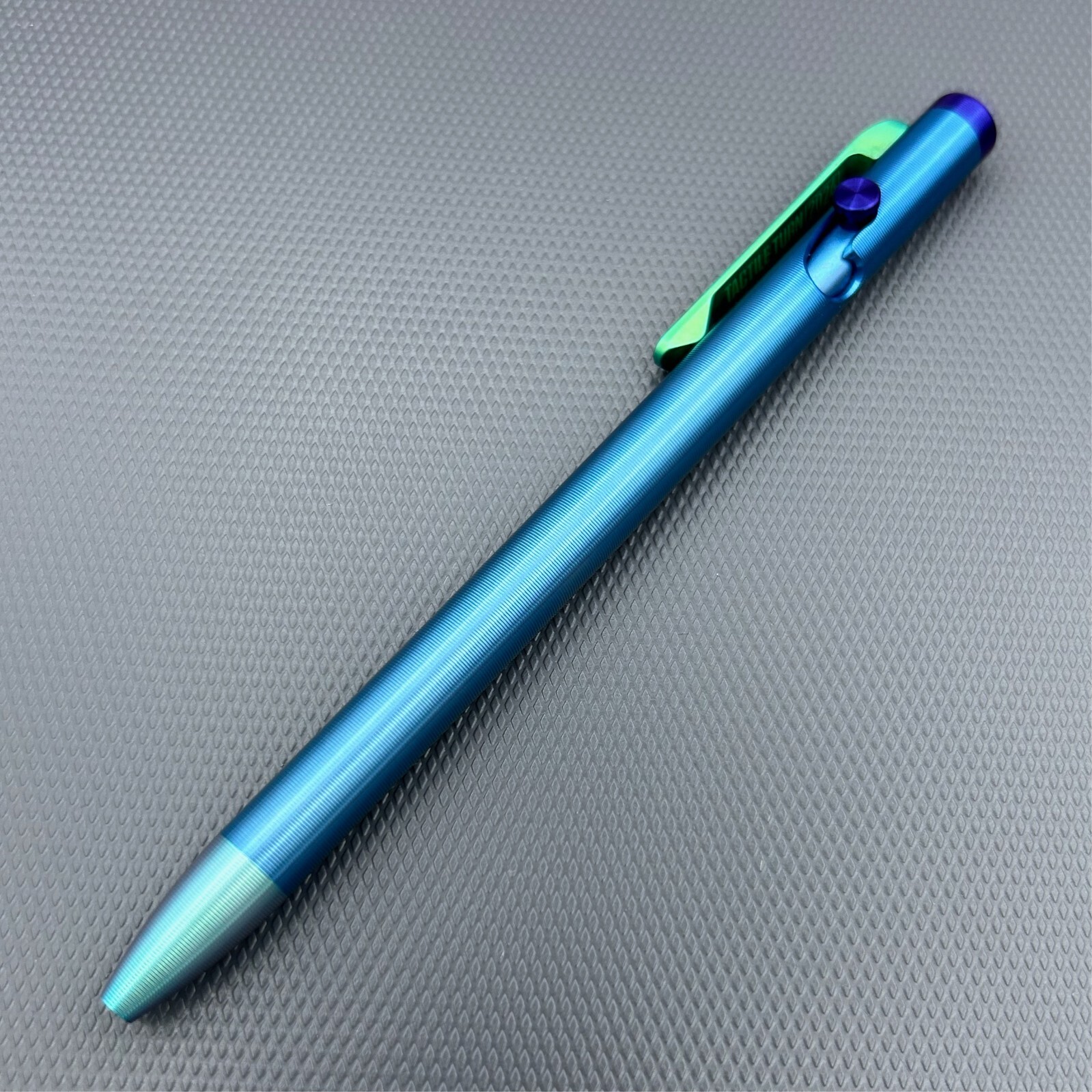 Tactile Turn – Titanium Slim Bolt Action Standard Size Pen Fade w/ KOI Clip