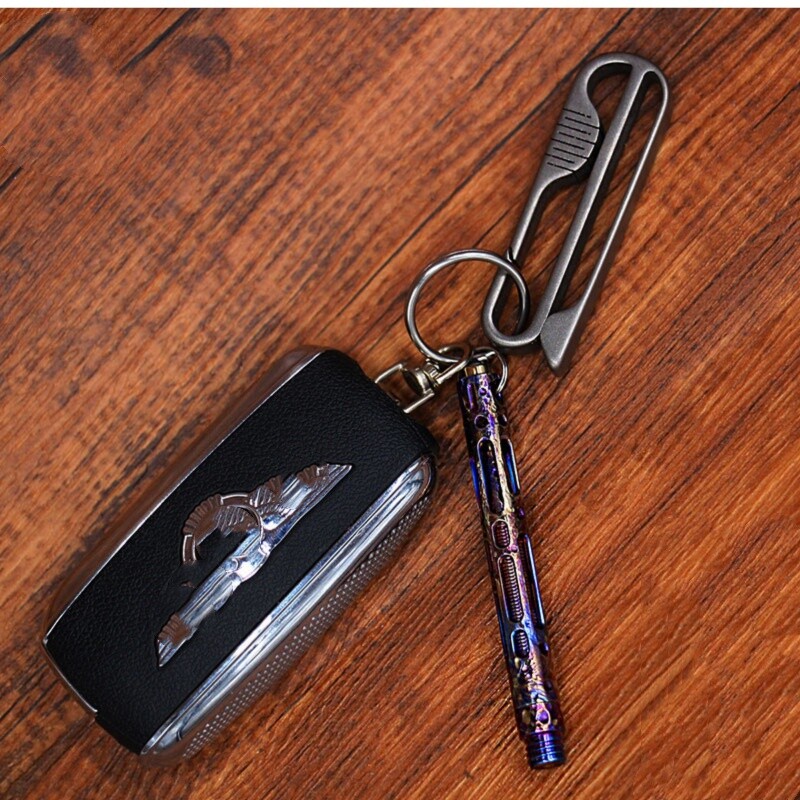 Mini Titanium Ballpoint Pen Handmade Signature Writing Pen Keychain Portable EDC