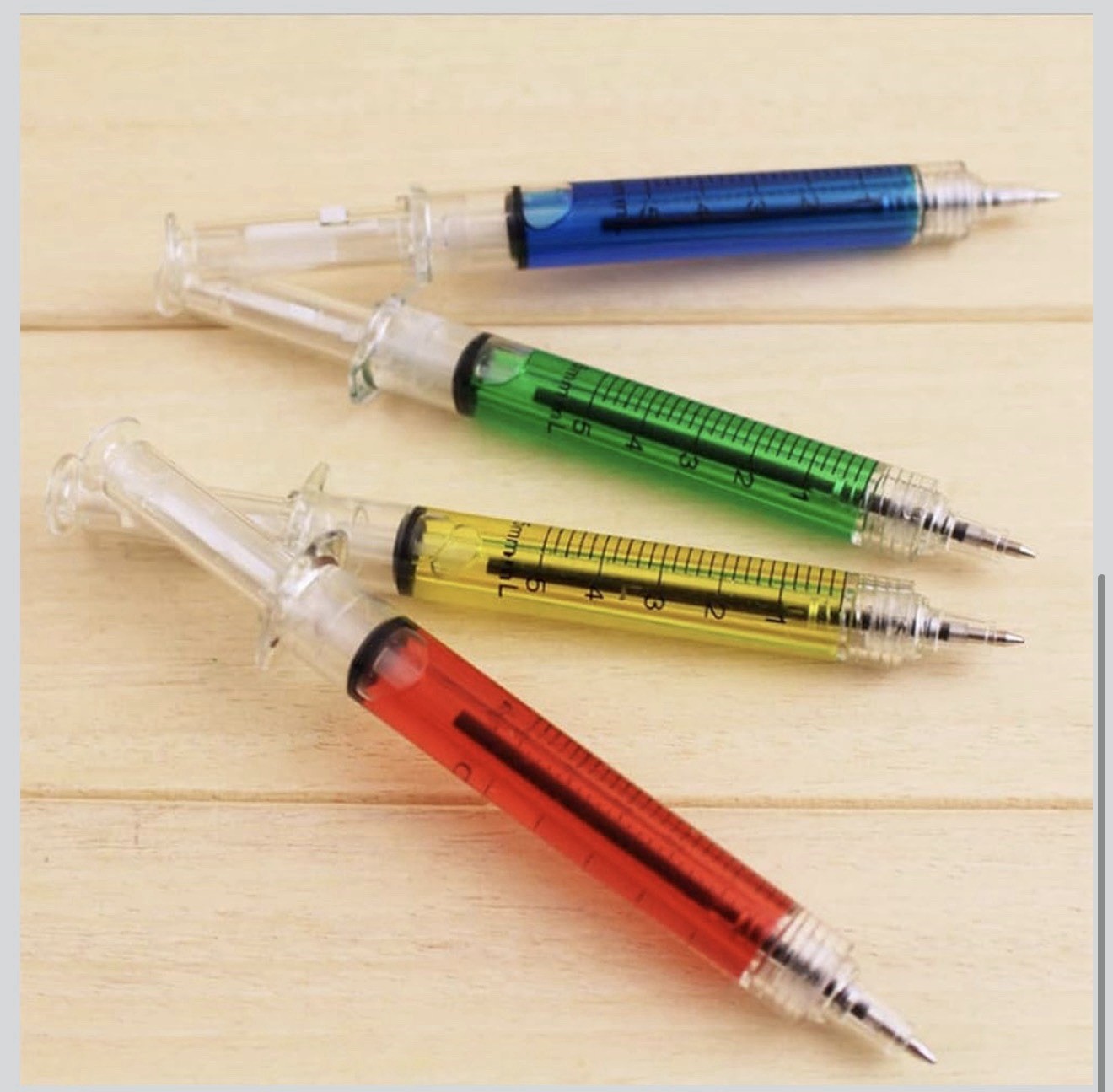 4 Assorted 5 Inch Color Syringe Shot Design Pen Nurse Doctor Medical Gag Prank