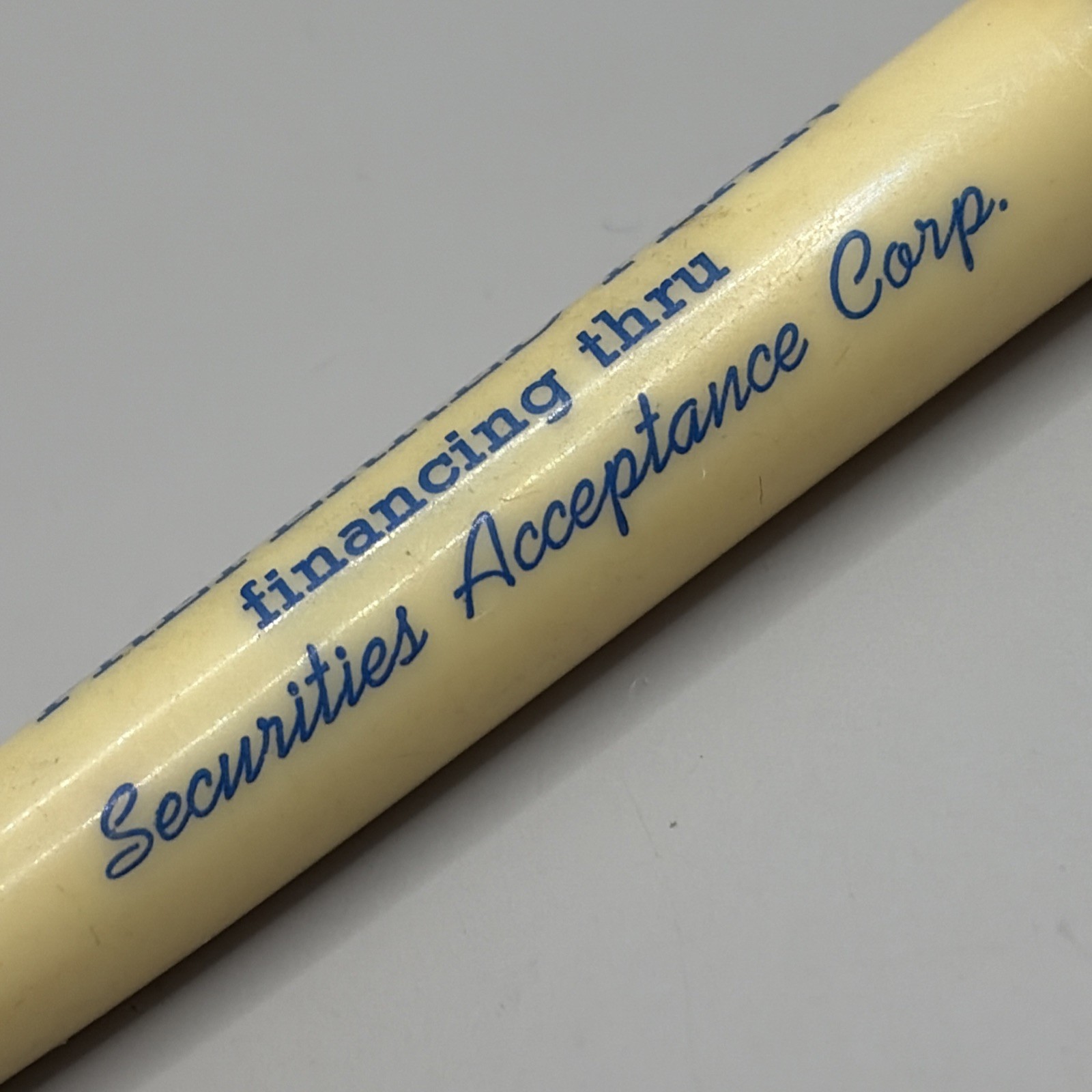 VTG c1950s Ballpoint Pen SECURITIES ACCEPTANCE CORP. Financing