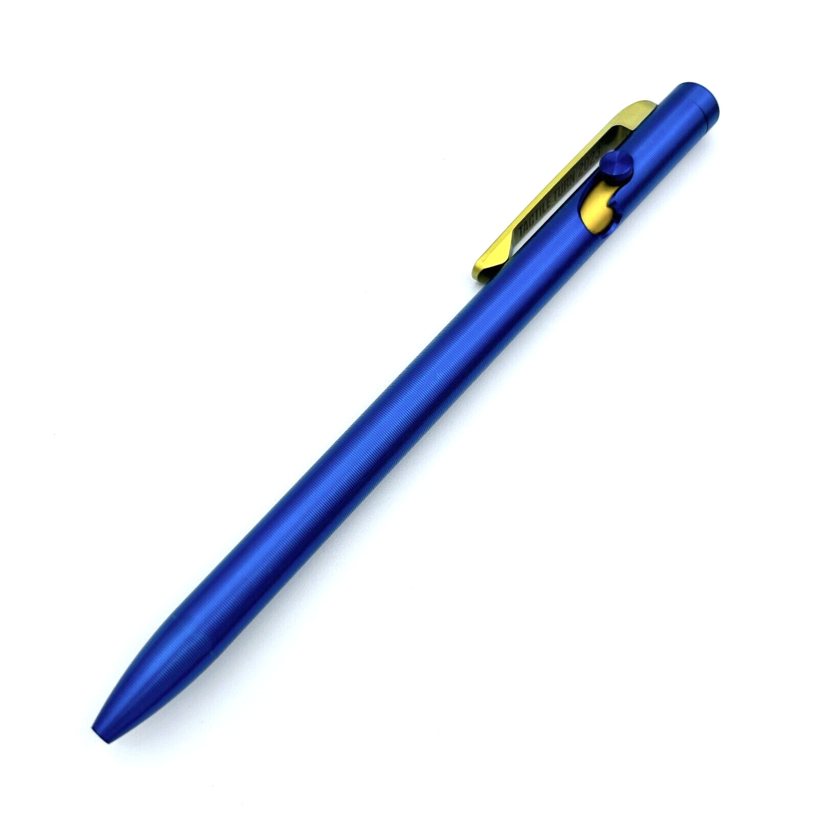 Tactile Turn – Titanium Slim Bolt Action Standard Size Pen Custom Blue & Gold