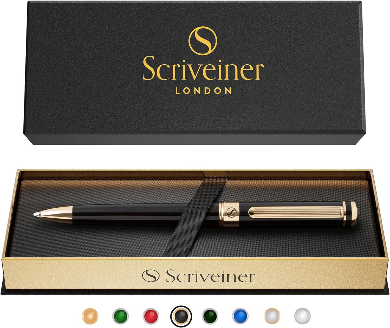 Black Lacquer Ballpoint Pen -Stunning Luxury Pen, Real Gold Plating, Schmidt Bla